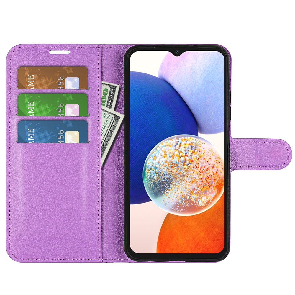 PU Leather Phone Shell for Samsung Galaxy M14 5G Litchi Texture Wallet Cover Stand Phone Case PU Leather Phone Shell for Samsung Galaxy M14 5G Litchi Texture Wallet Cover Stand Phone Case